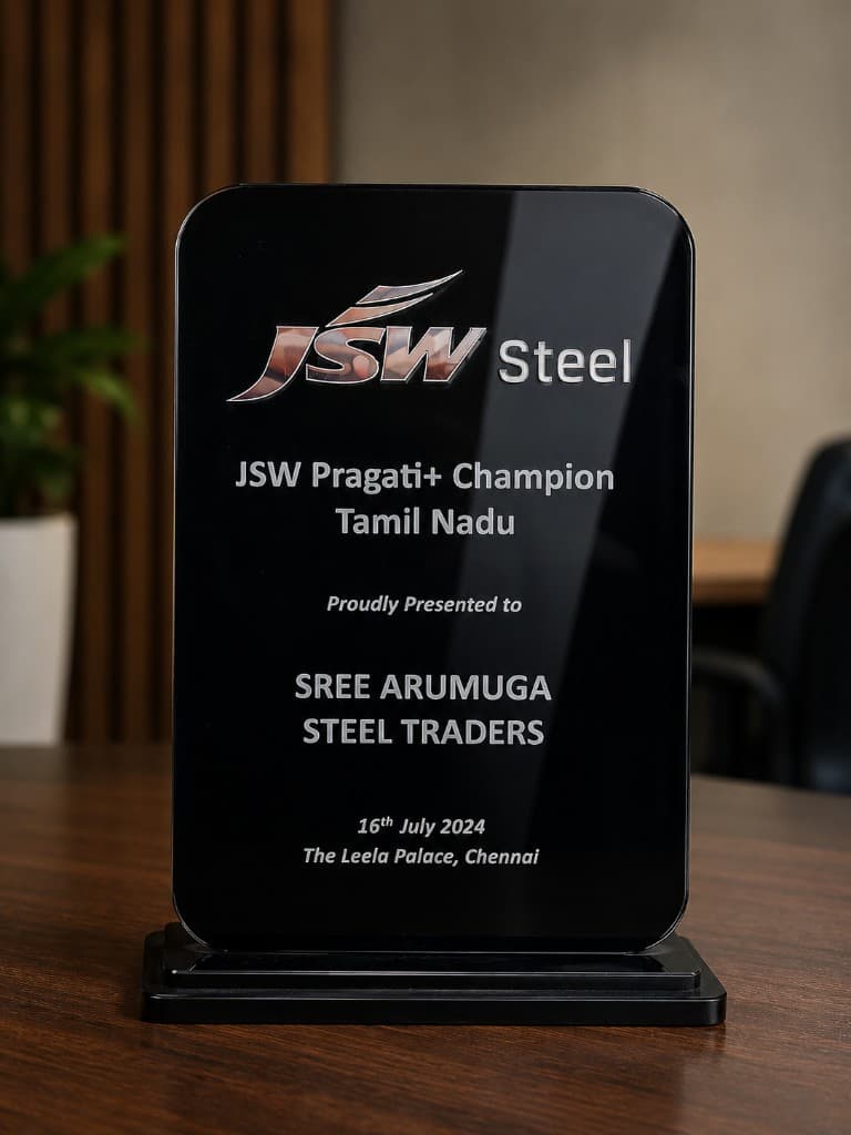 JSW Pragati+ Champion Tamil Nadu 2024 award plaque