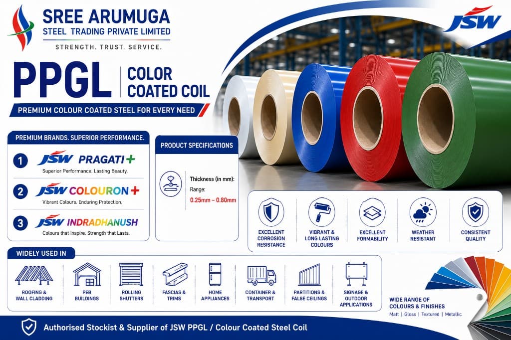 PPGL Sheets (Pre-Painted Galvalume) โ product infographic